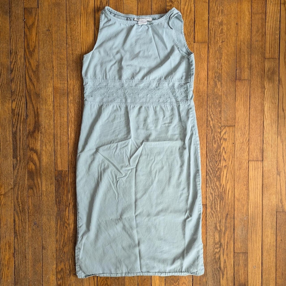 Vintage 90's Green Midi Embroidered Shift Dress